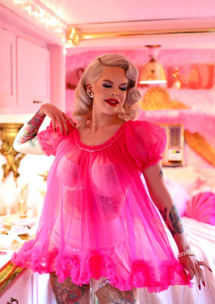 Sugar Candy Babydoll in Black, Mint, Hot Pink & Burgandy By Dottie's Delights - XS-5X