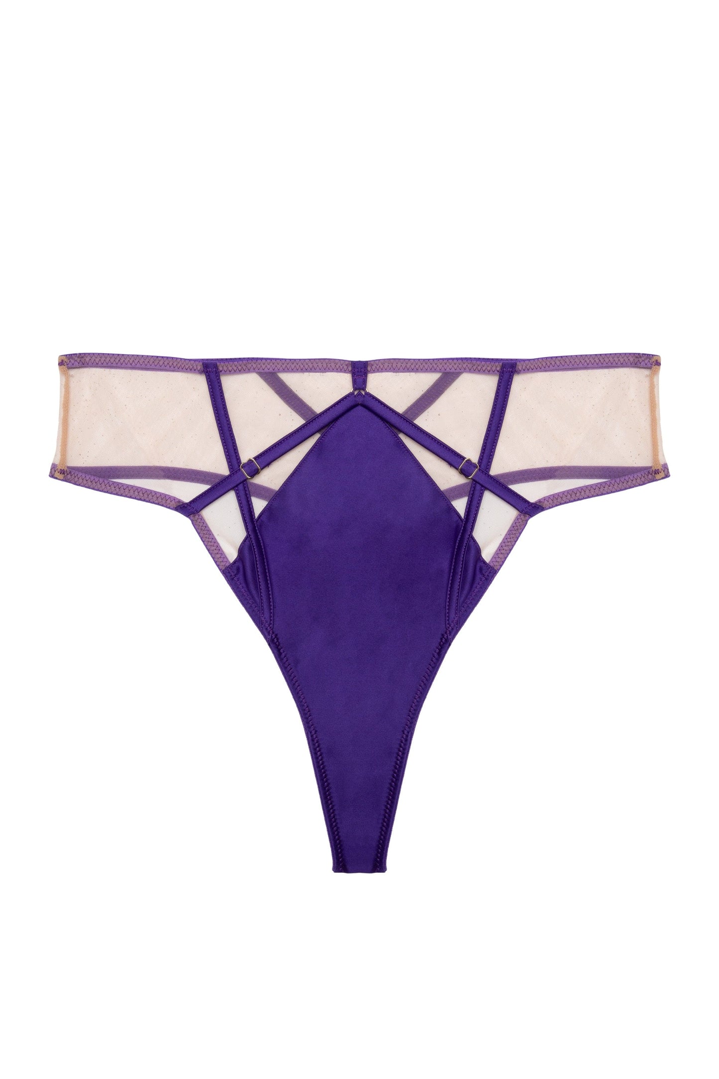 Ramona in Purple Strappy Illusion High Waist Thong By Playful Promises - sizes 4-22