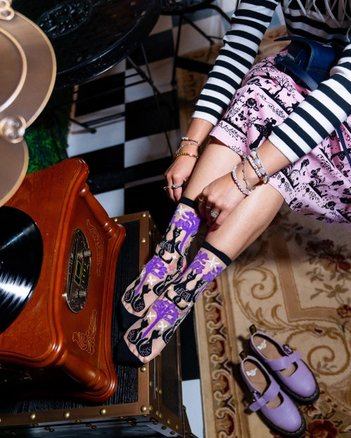 Nocturnal Cats Sheer Sock By Sock Candy