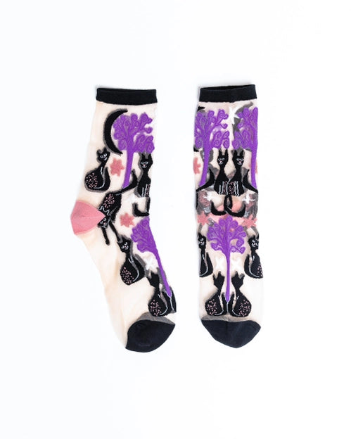 Nocturnal Cats Sheer Sock By Sock Candy