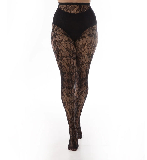 Orchid Leaf Lace Tights - sizes 4-20