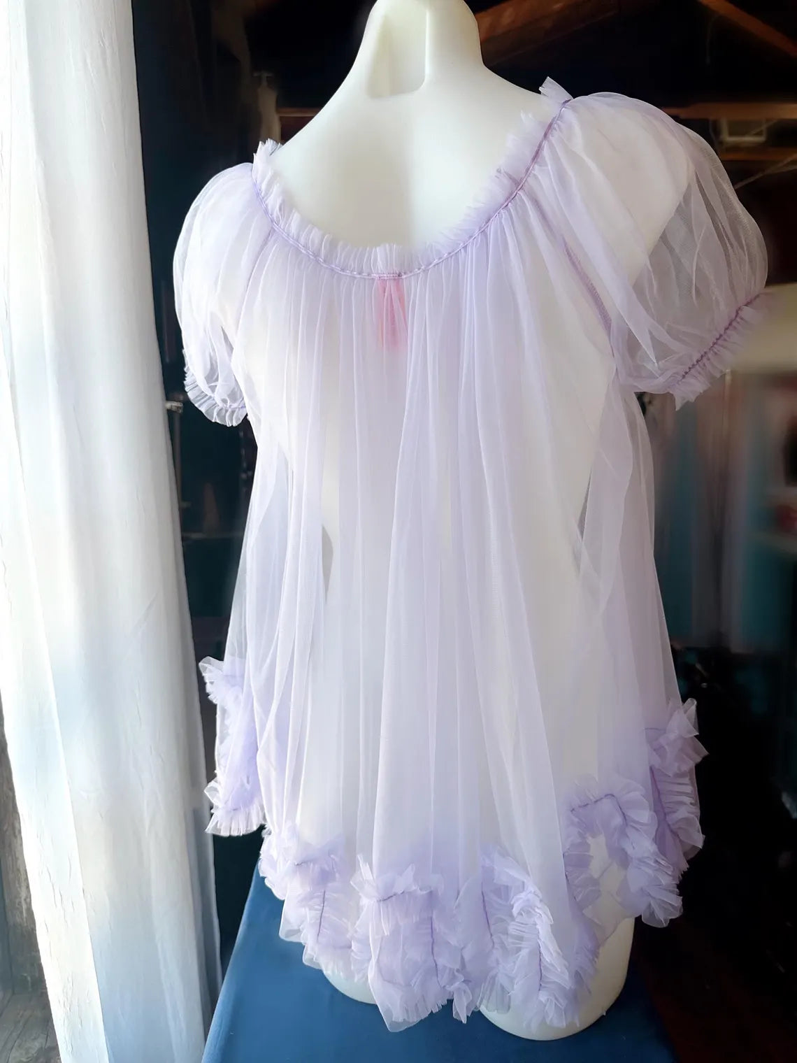 Sabrina Special Mini Babydoll Robe in Baby Pink, Blue, Yellow & Lilac By Dottie's Delights - XS-5X