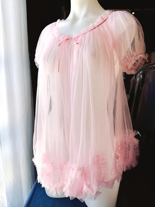 Sabrina Special Mini Babydoll Robe in Baby Pink, Blue, Yellow & Lilac By Dottie's Delights - XS-5X