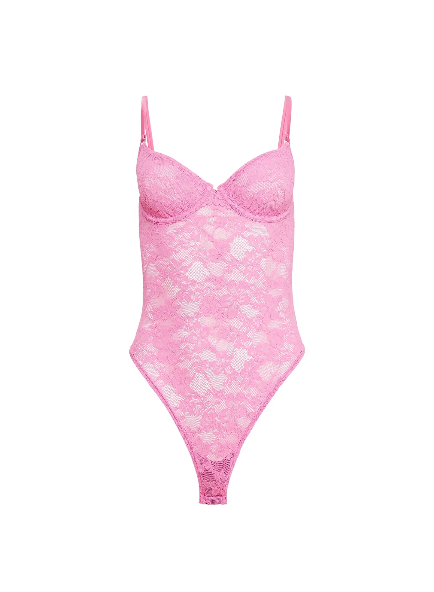 Le Stretch Lace Bodysuit in Bisou By Fleur Du Mal - XS-XL