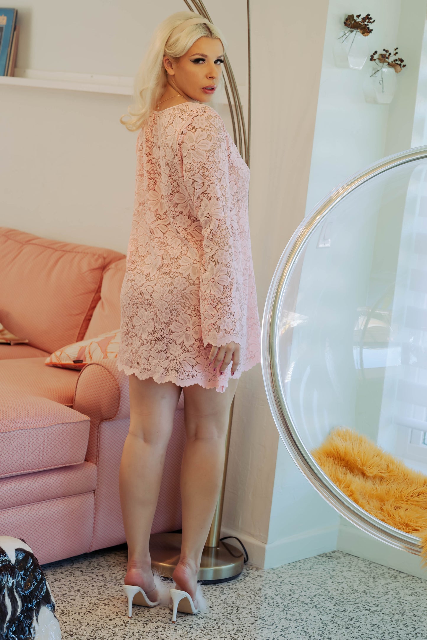 Pink Lace Mini Dress By Kilo Brava  - S-XXXL