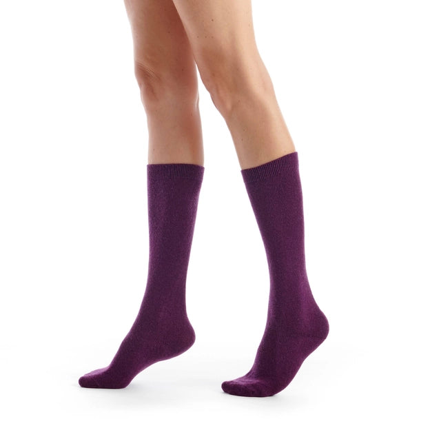 Cashmere Mid Socks in Plum By Fil De Jour