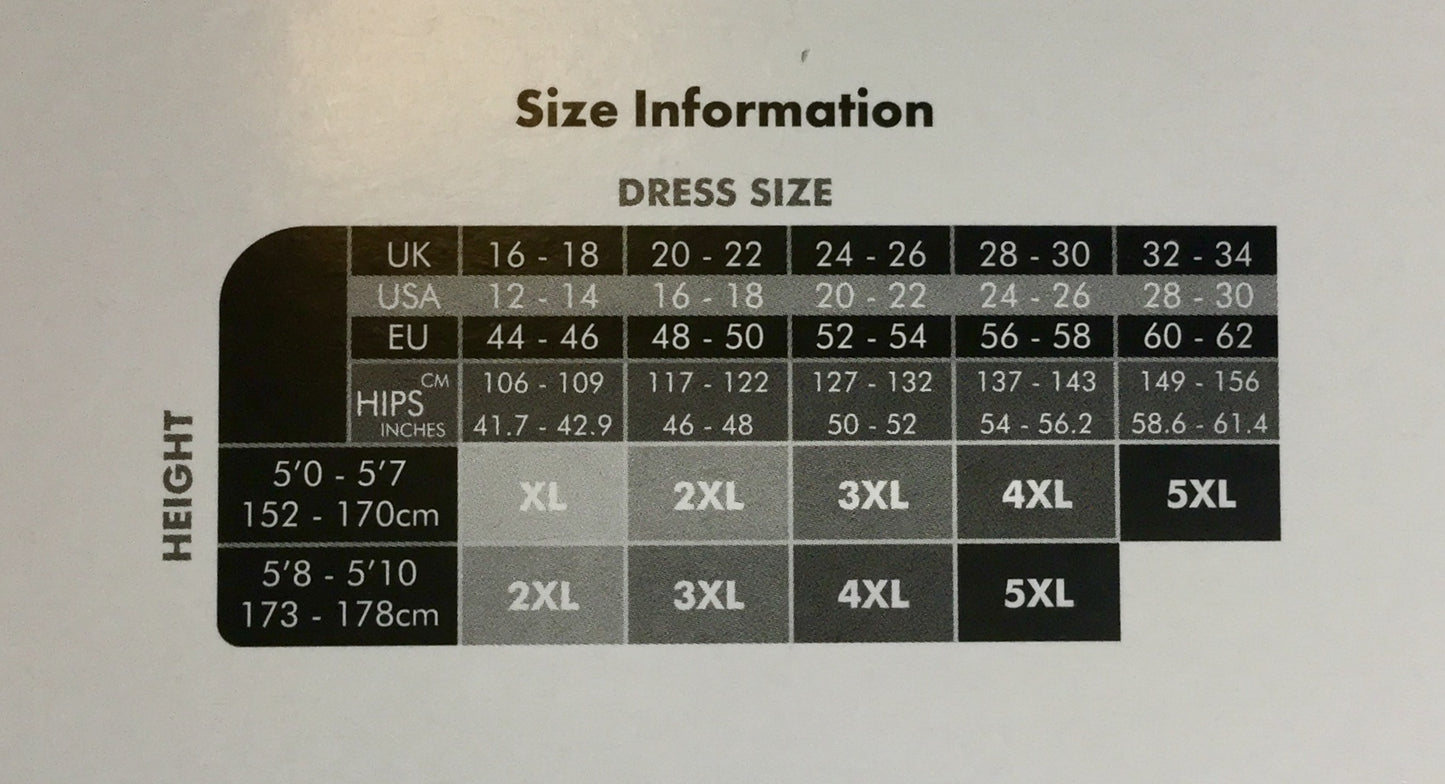 90 Den Bodyfree Curvy Super Stretch Suspender Tights in Black - sizes XL - 5X