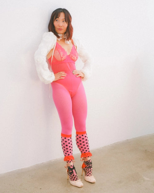 Polka Dot Bow Knee High Sheer Sock By Sock Candy