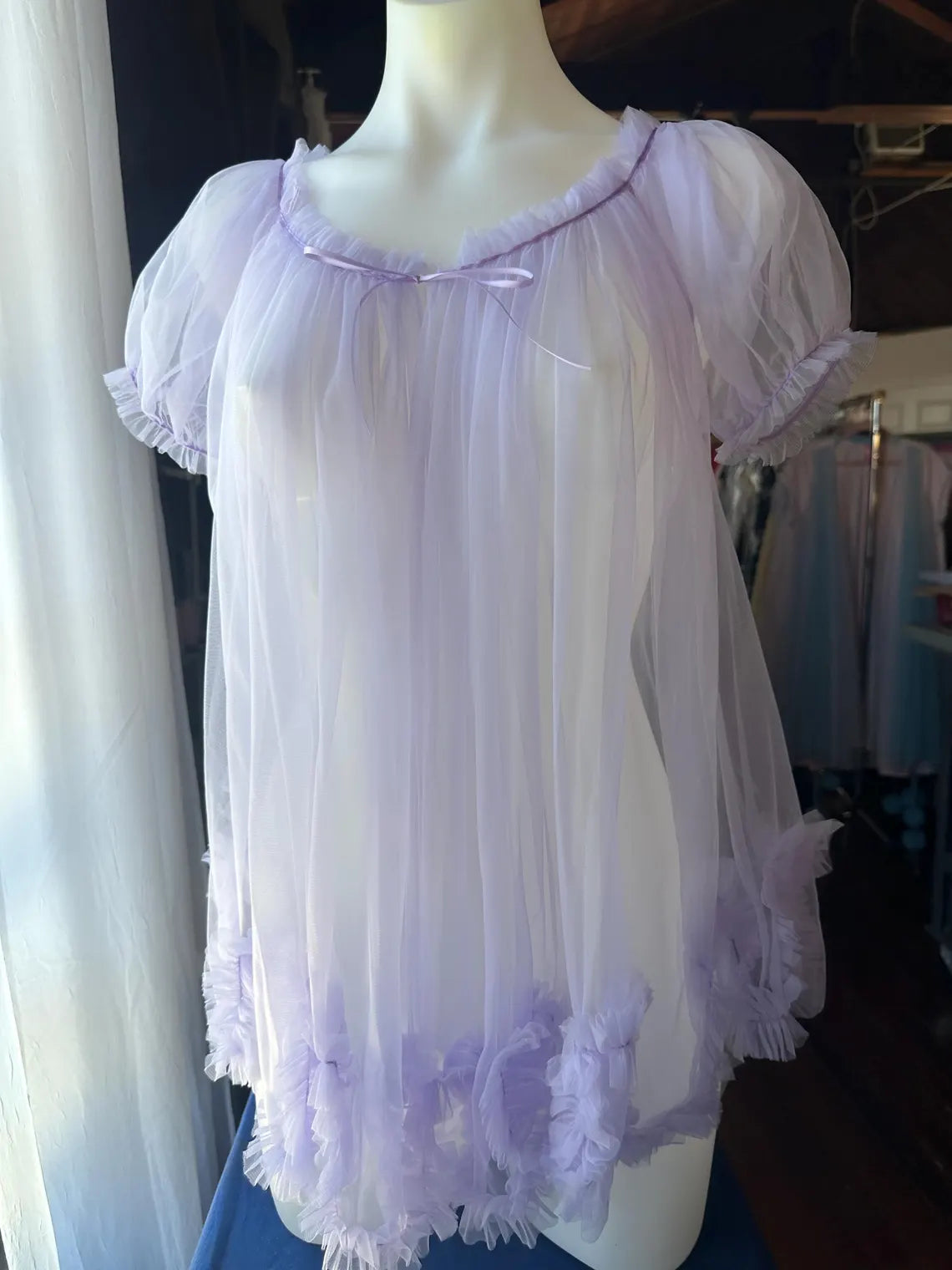 Sabrina Special Mini Babydoll Robe in Baby Pink, Blue, Yellow & Lilac By Dottie's Delights - XS-5X