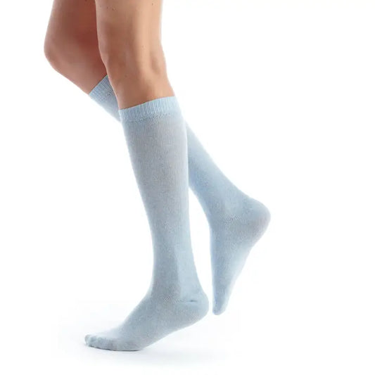 Cashmere Knee Socks in Sky Blue By Fil De Jour