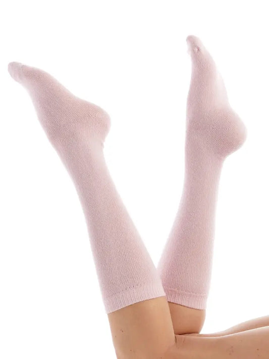 Cashmere Knee Socks in Pale Pink By Fil De Jour