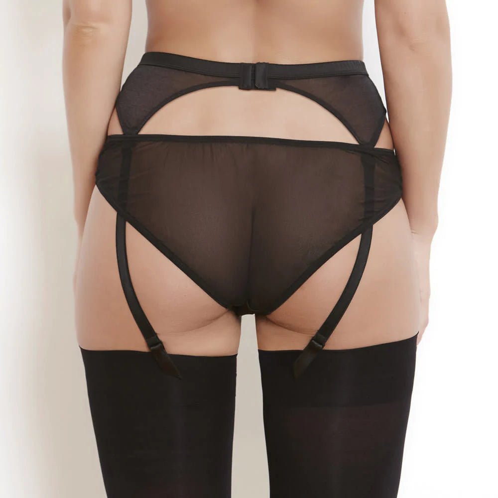 Sophia Silk High Waist Suspender Belt in Apricot By Katherine Hamilton