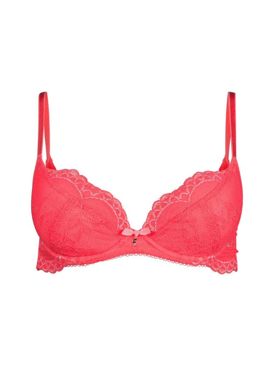 Superboost Lace Padded Plunge Bra In Sugar Coral By Gossard- 28DD-FF (UK)