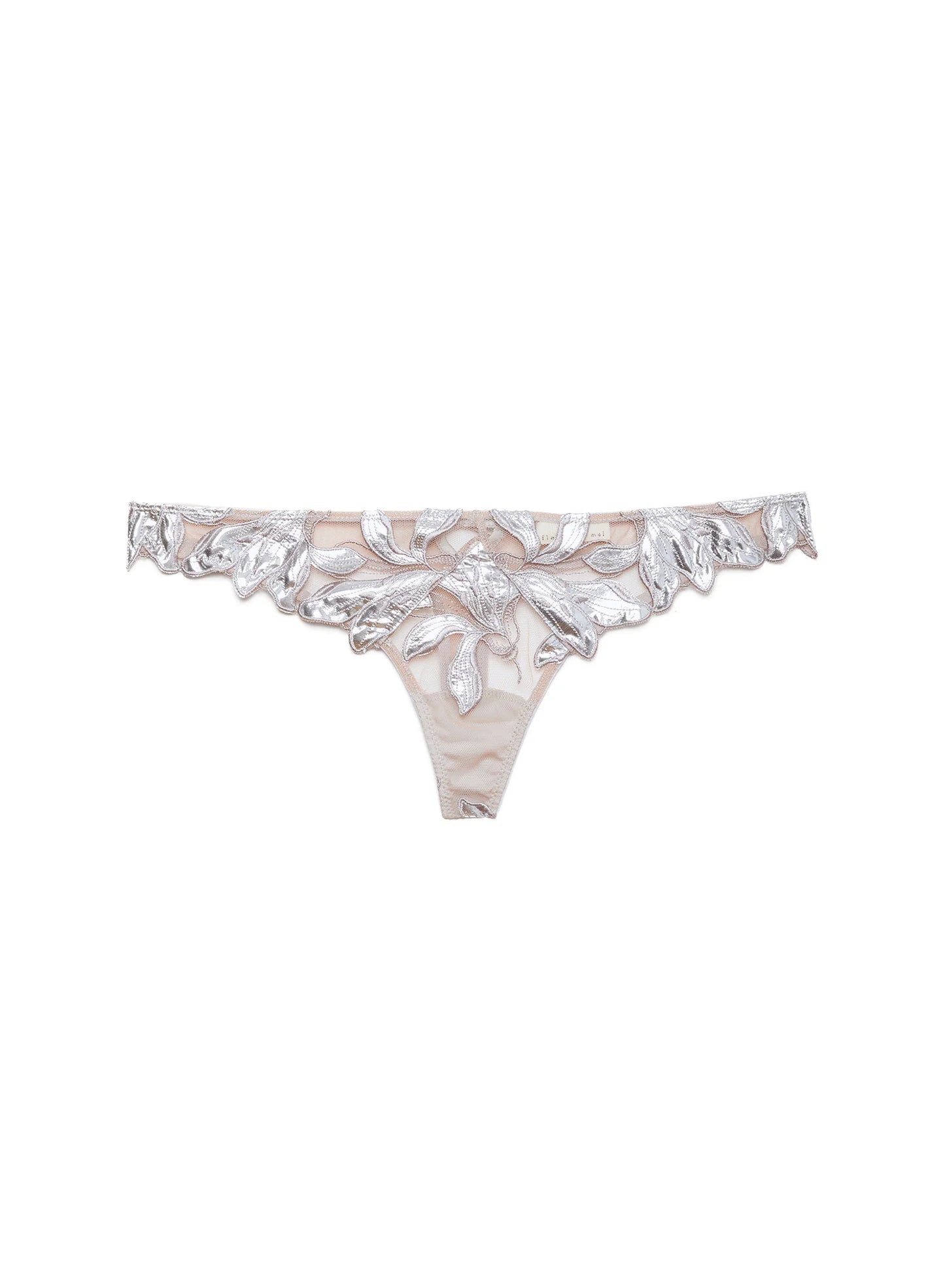Lily Embroidery Hipster Thong in Platinum By Fleur Du Mal - XS-XL