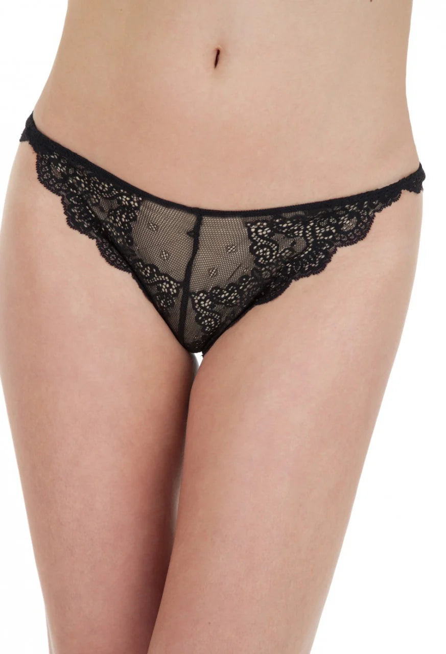 So Fine Lace Thong in Black By Only Hearts -S-L