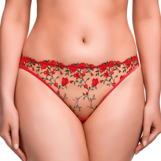 Rosewyn in Flame Red Thong By Dita Von Teese Lingerie - sizes XS-XL