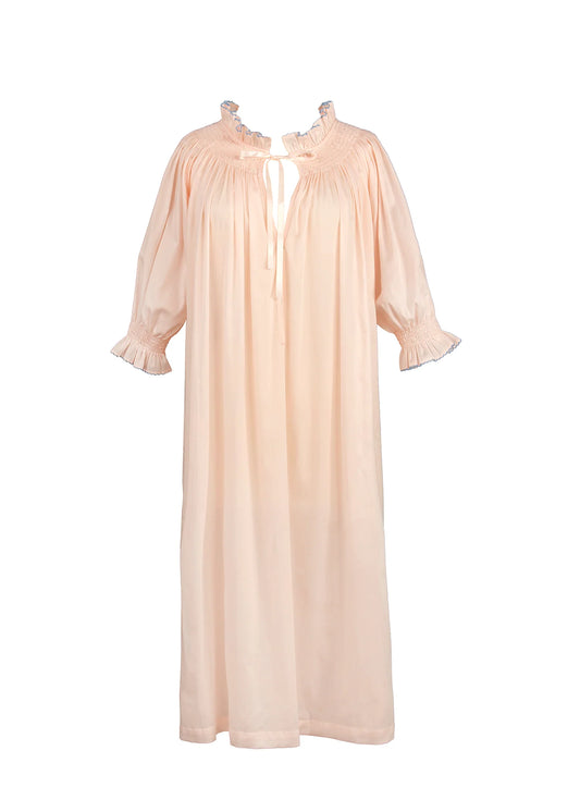 Wendy Cotton Nightgown in Pink with Blue Contrast By Lenora - S-XL