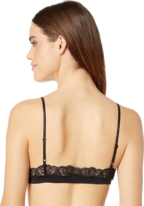 Organic Cotton Wrap Bralette w/ Lace By Only Hearts in Black - P/S & M/L