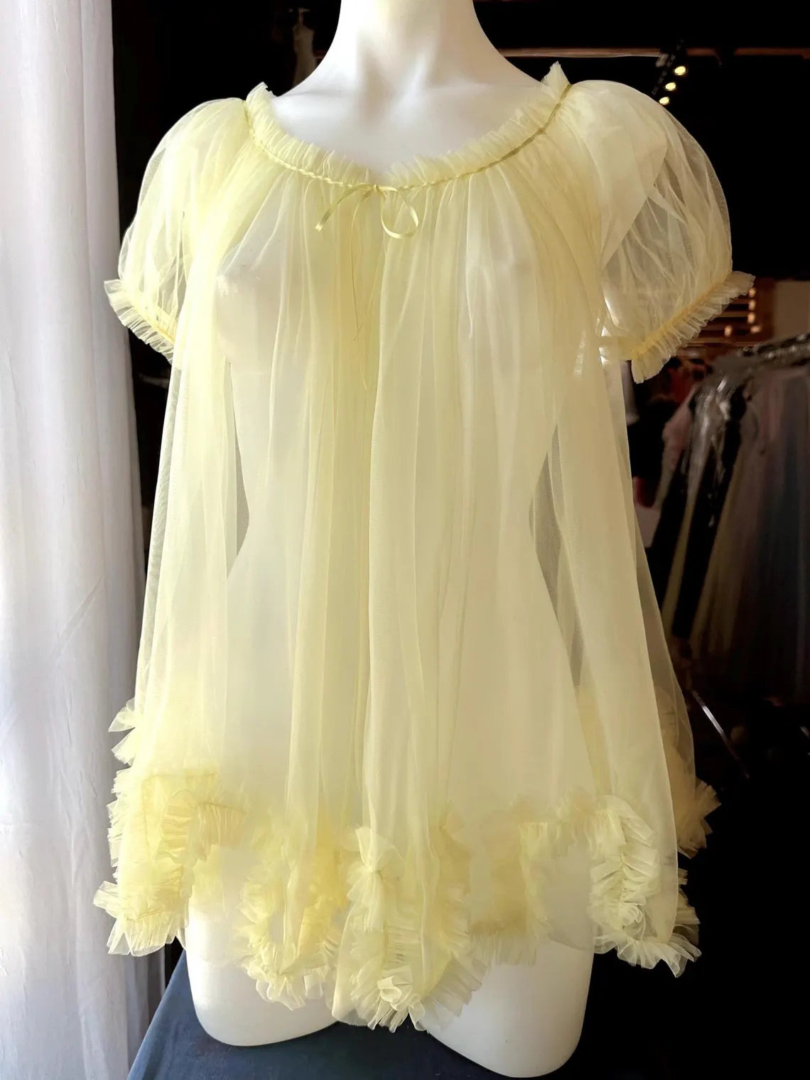CHIFFON OPEN BABYDOLL IN YELLOW