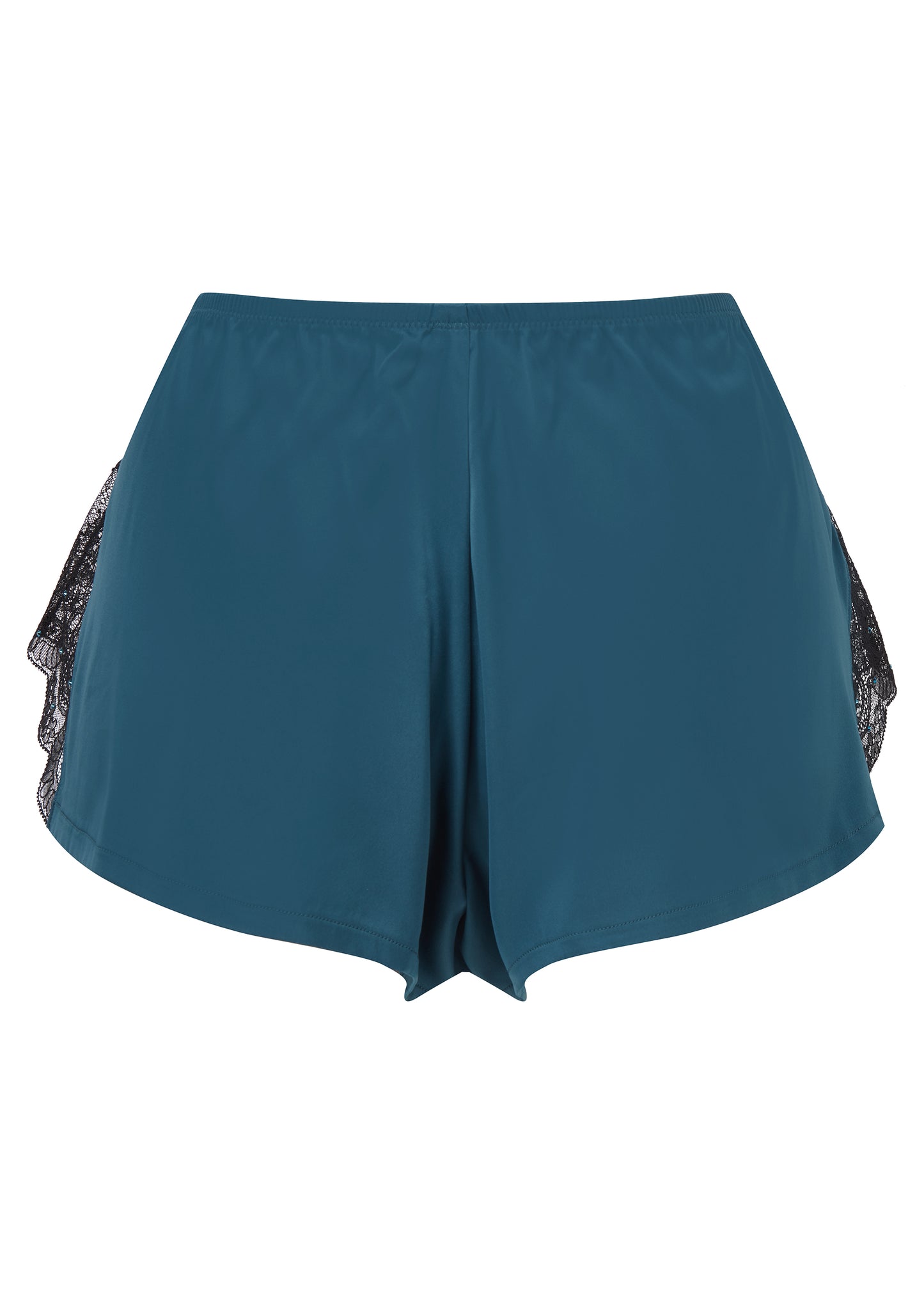 VIP Confession Satin French Knickers in Teal/Black By Gossard - XS-L