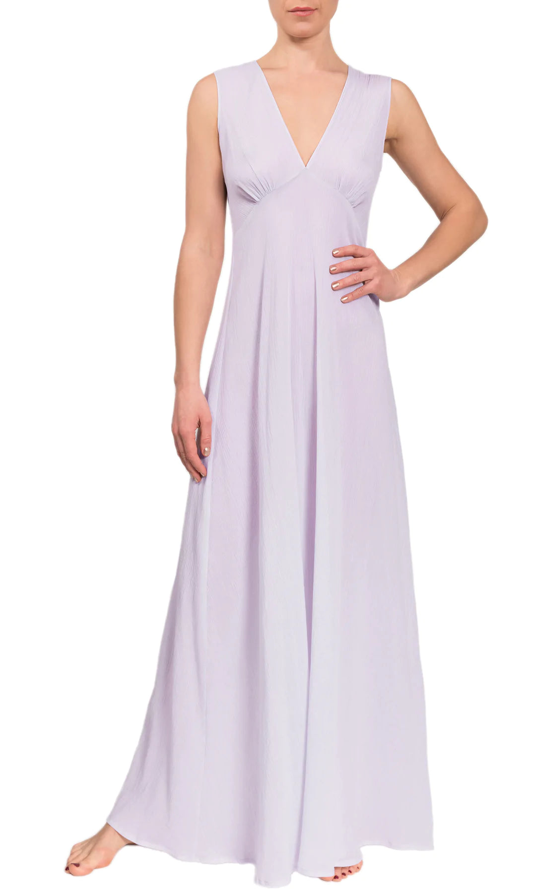 Amelia Luxury Cotton Long Nightgown In Lilac - XS-XXL (0-20)