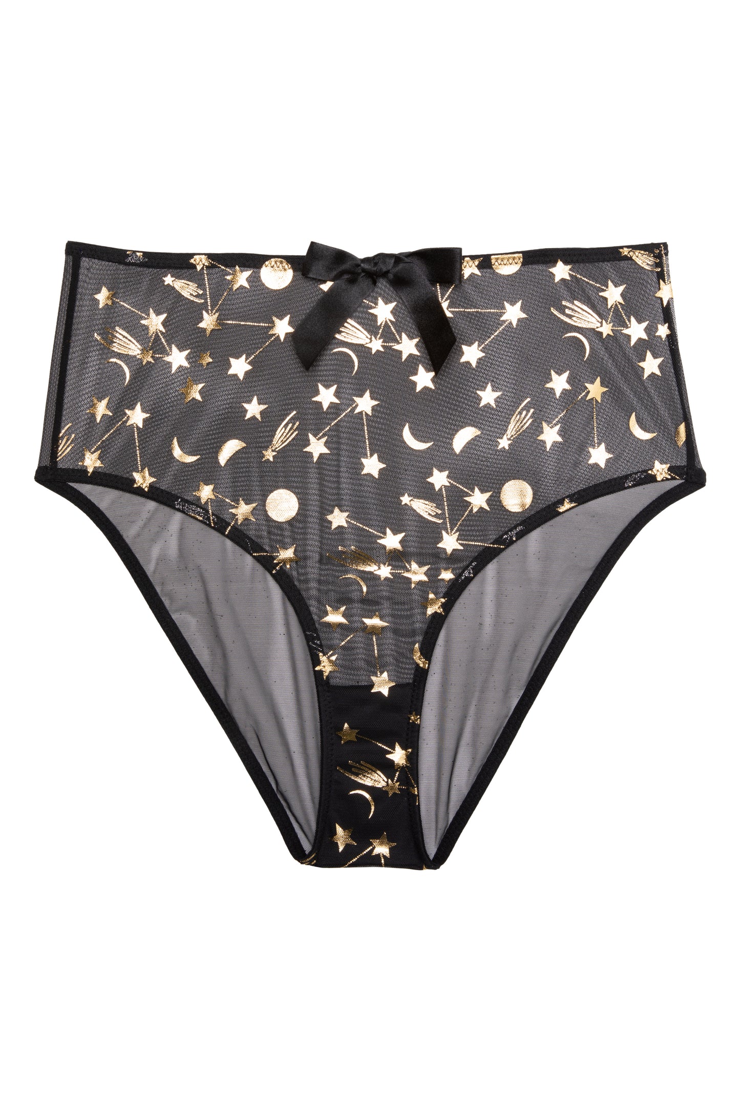 Solar Gold And Black Cosmic Print High Waist Brief By Bettie Page - size 20
