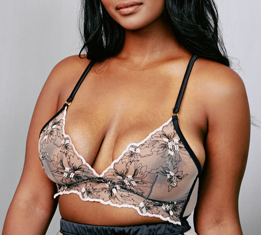 Floral Embroidery Longline Bralette By Kilo Brava - S-XXXL