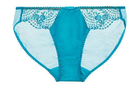 Julie's Roses Bikini Brief In Butterfly Blue By Dita Von Teese - sizes XS - XL