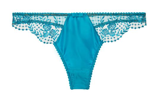 Julie's Roses Thong in Butterfly Blue By Dita Von Teese - sizes XS - L