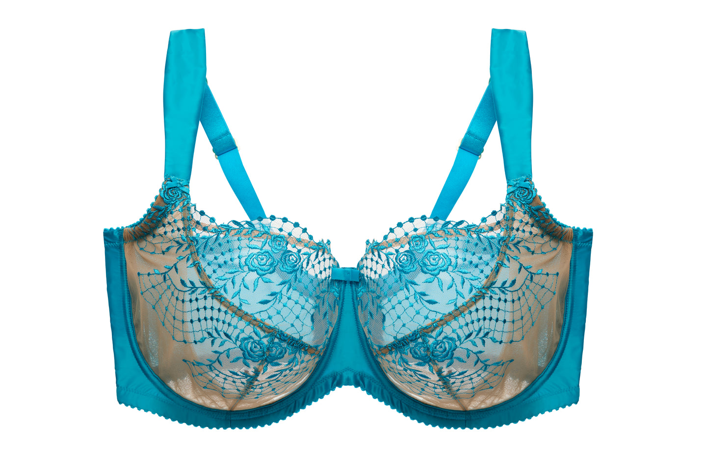 Julie's Roses Curve Bra in Butterfly Blue By Dita Von Teese - 38-44 bands D-G