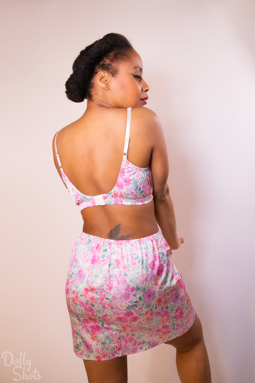 Watercolour Floral Satin Triangle Bralette By Kilo Brava - S-XXXL