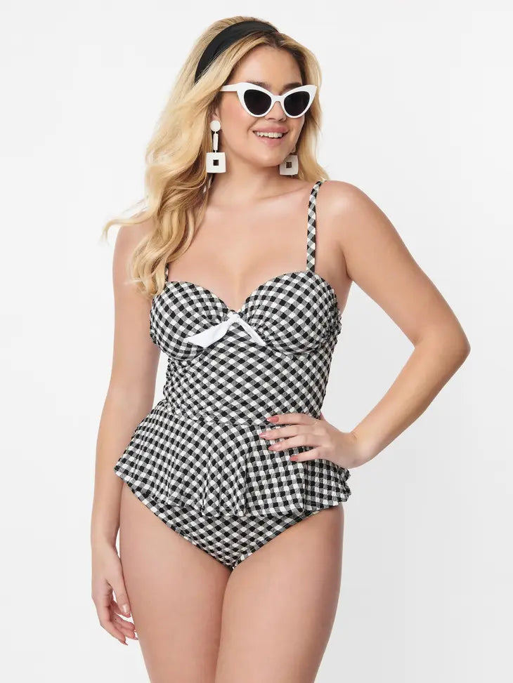 Gingham Tankini By Unique Vintage - sizes XS-3X