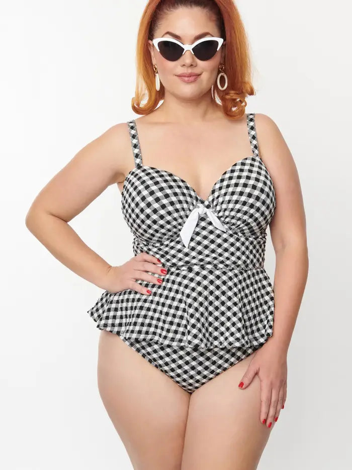 Gingham Tankini By Unique Vintage - sizes XS-3X