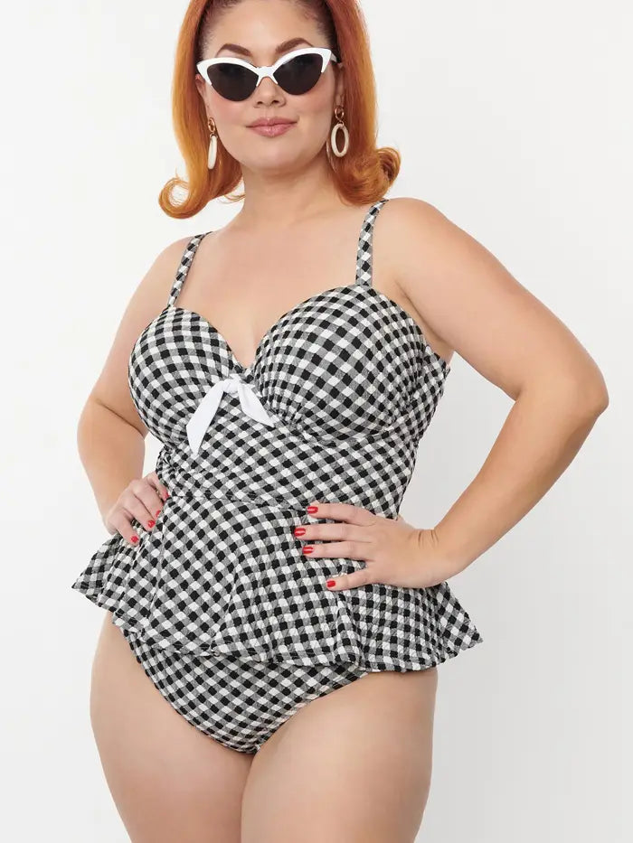 Gingham Tankini By Unique Vintage - sizes XS-3X