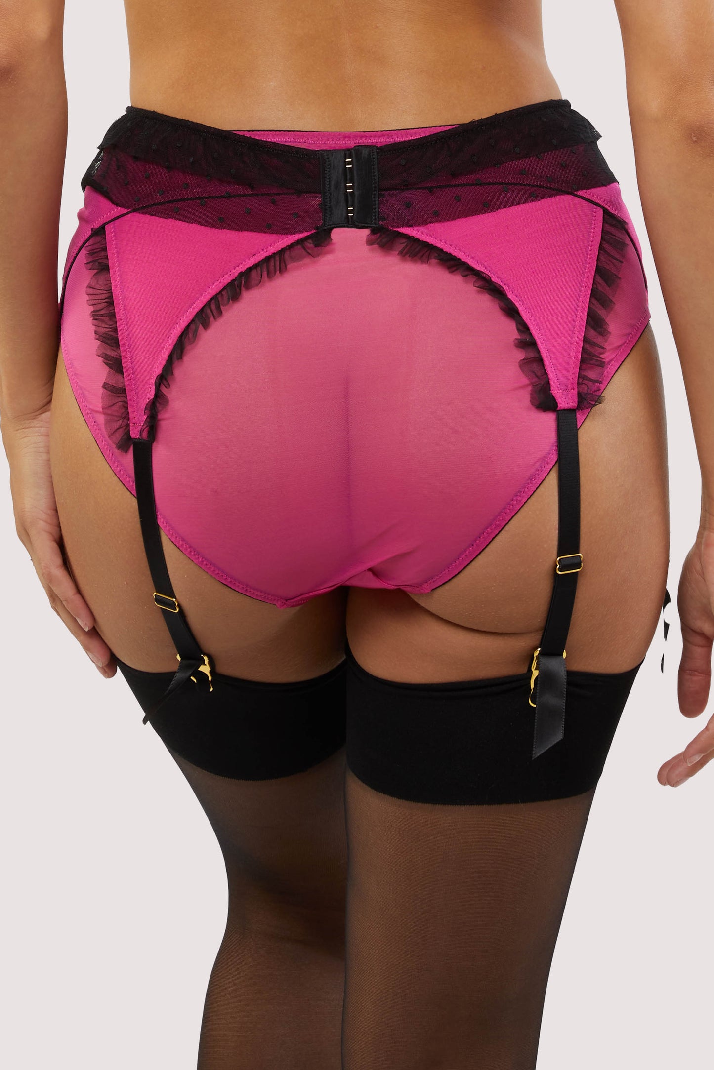 Inga Pink Ruffle Six Strap Suspender Belt - sizes 4-16