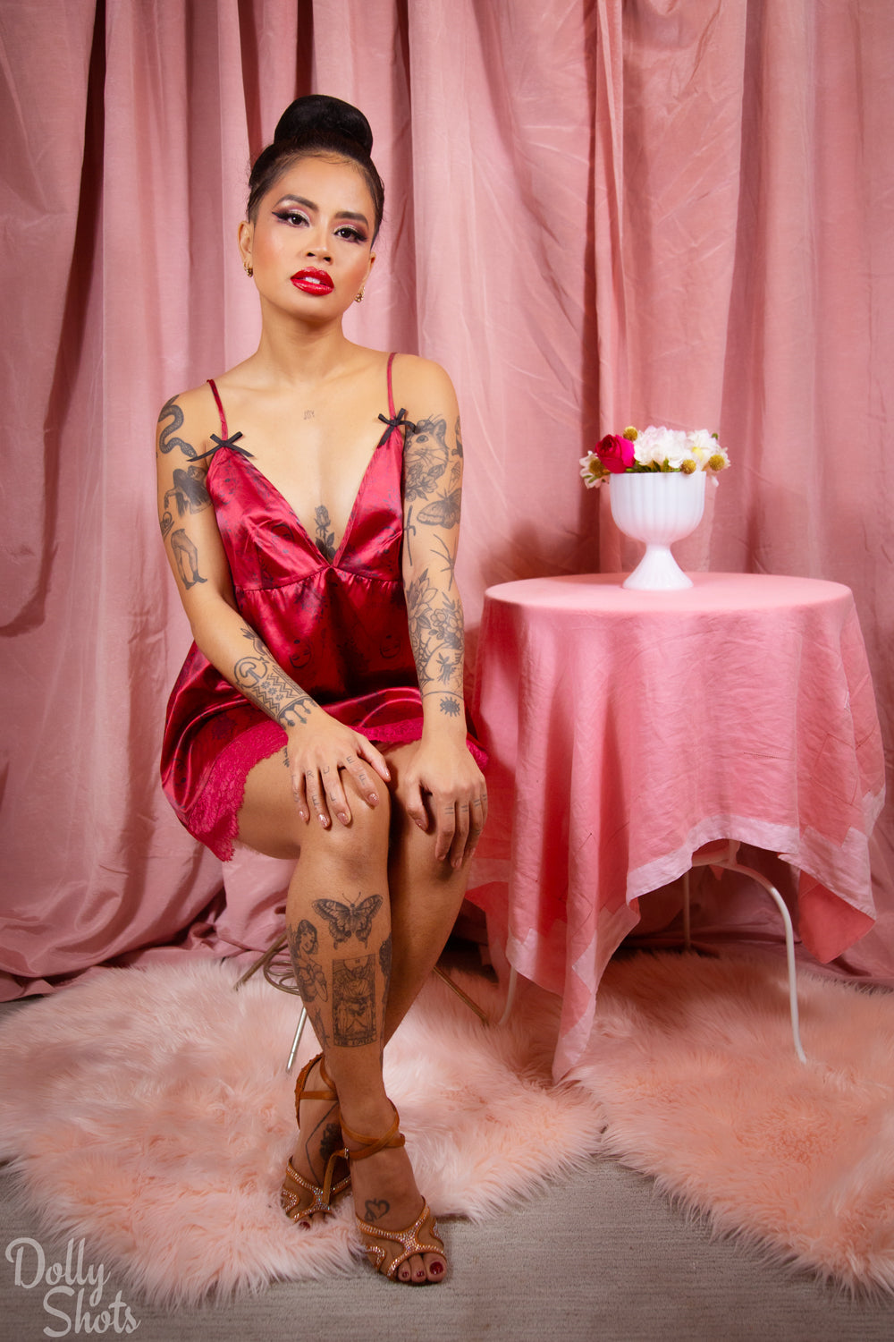 Tattoo Print Lace Mini Slip Dress - sizes 4-18