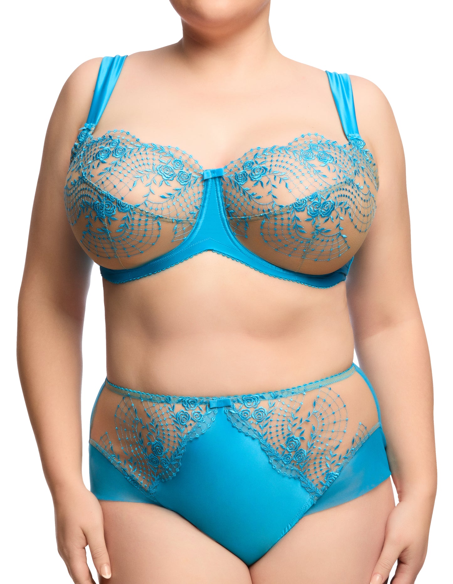 Julie's Roses Curve Bra in Butterfly Blue By Dita Von Teese - 38-44 bands D-G