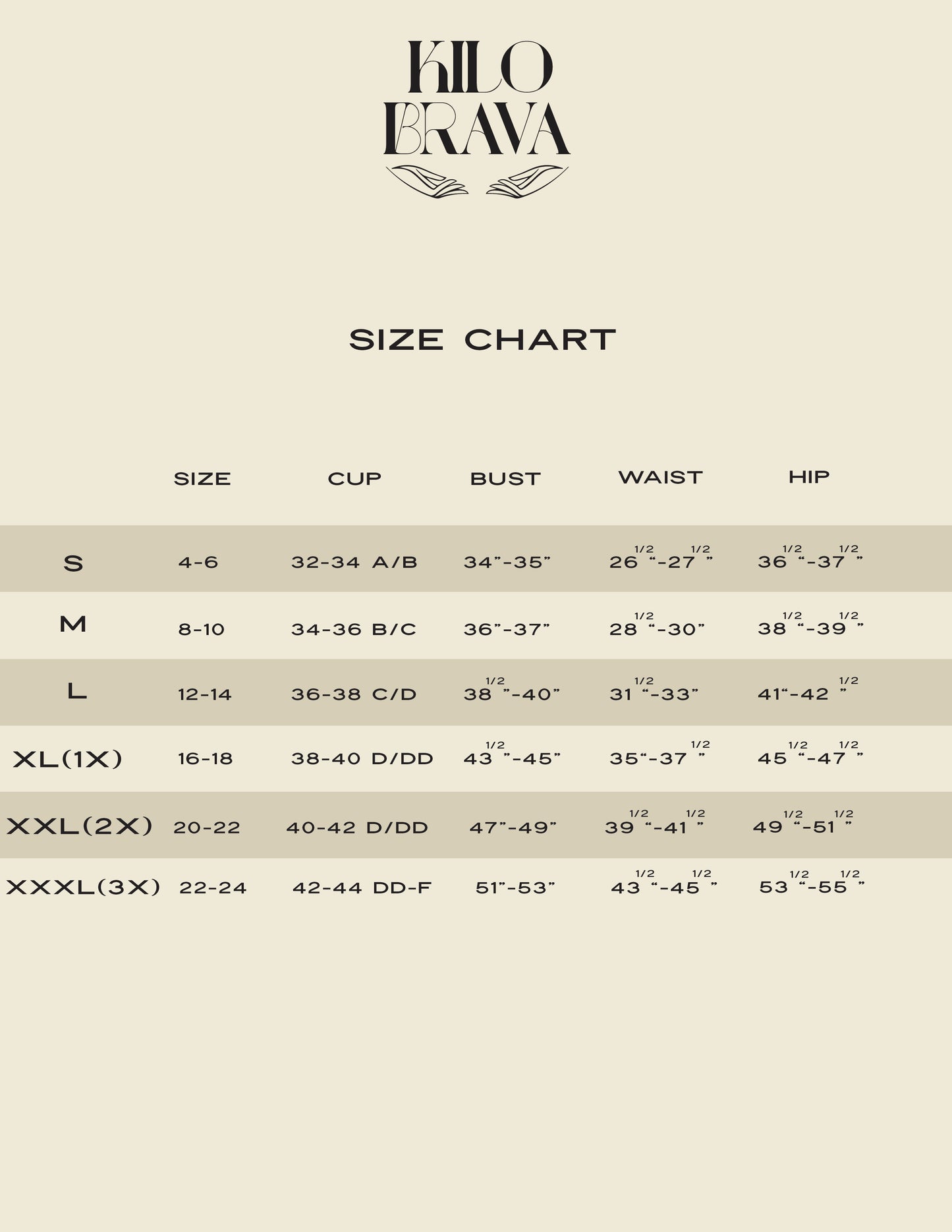 Size Chart – Lovanna Lingerie