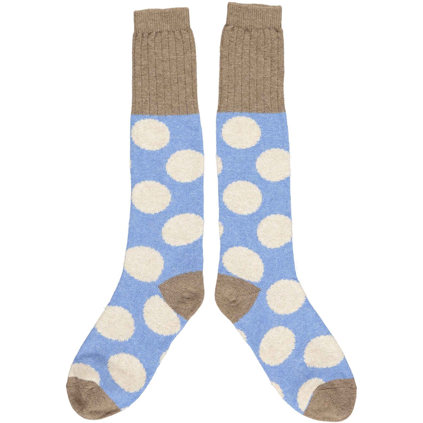 Lambswool Boot Socks - Large Spot Blue (Medium size)