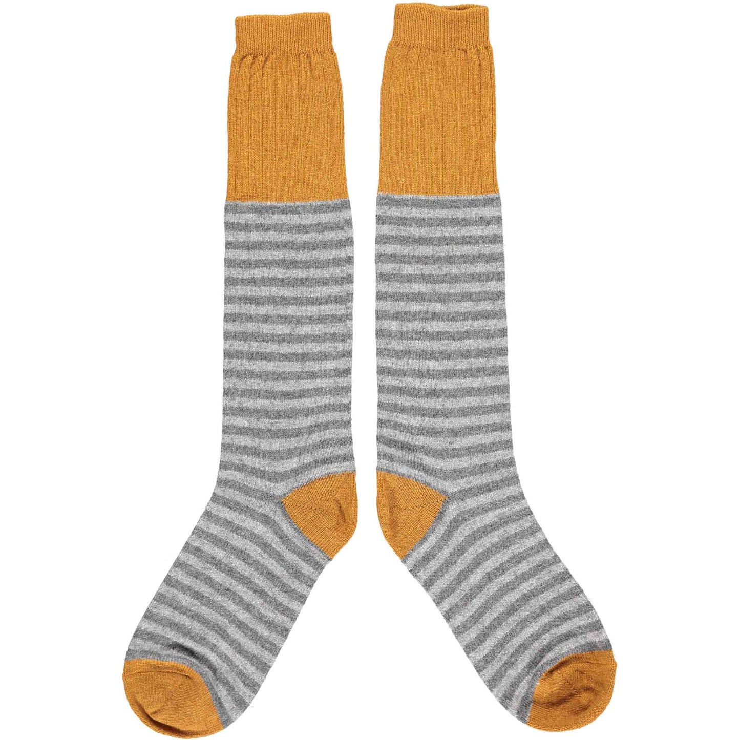Lambswool Boot Socks - Stripe Grey (Medium size)