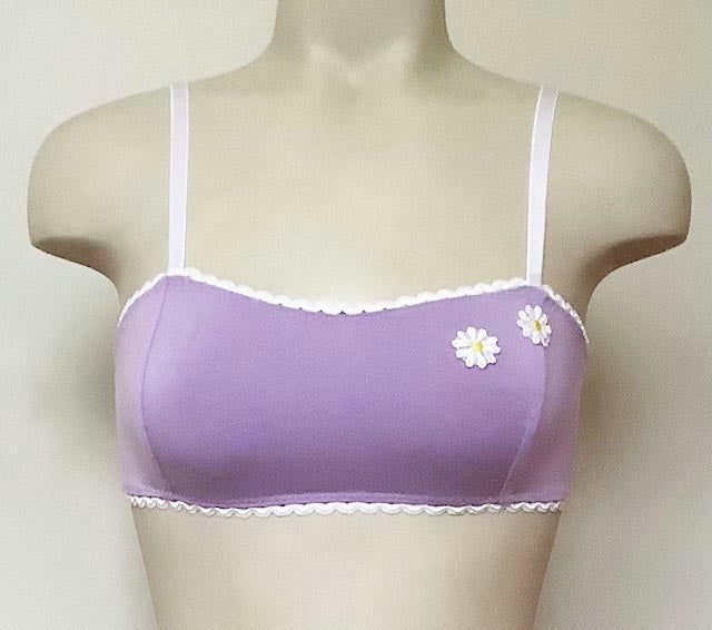 Daisies Lilac Bamboo Longline Bralette - Made in Canada - Gigi's