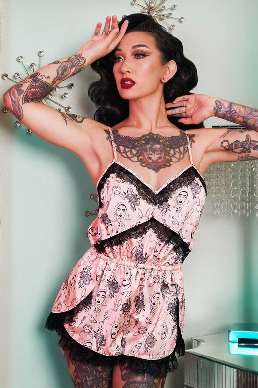Tattoo Print Lace Playsuit - sizes 10 + 16