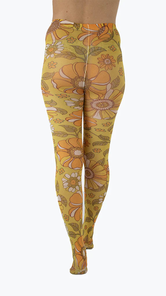 Throwback Floral Printed Tights - sizes 4-20