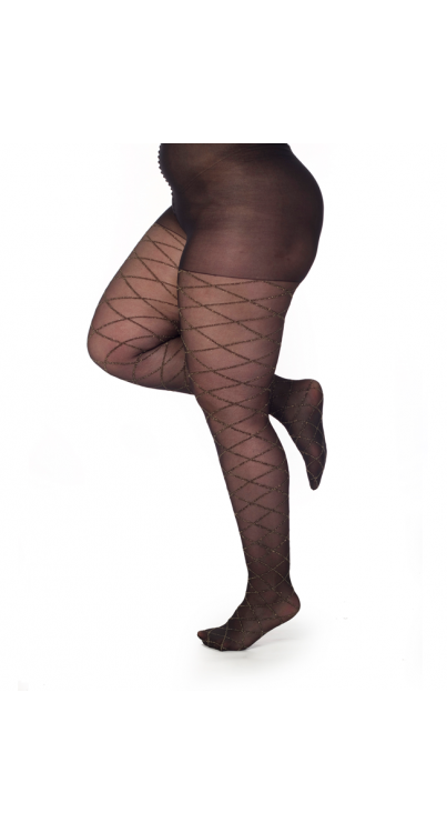 Wholesale Black Sparkle Full Length Leggings/Tights - Plus Size