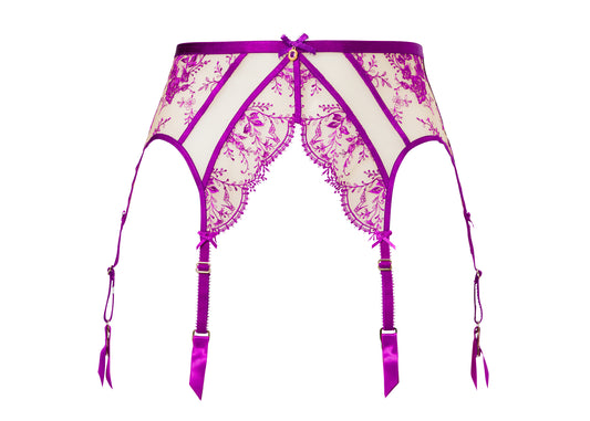 Femmoiselle Six Strap Suspender In Shocking Violet By Dita Von Teese- sizes XS-XL