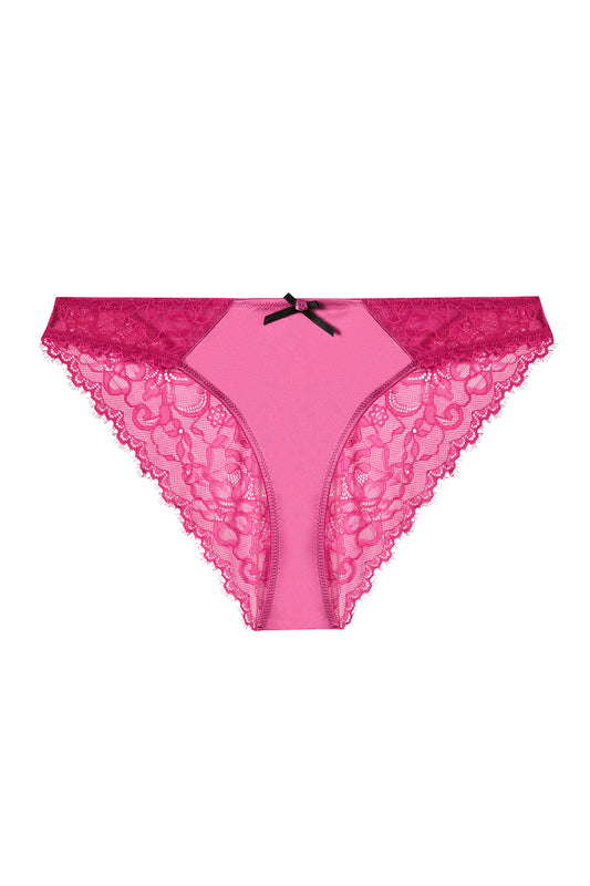 Rosalyn Magenta Satin and Lace Brazilian Brief - sizes 4-16