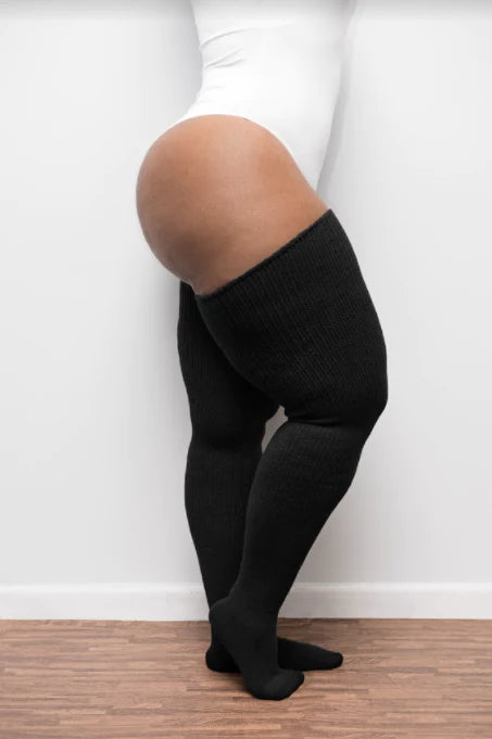 Thunda Thighs Thigh High Socks In Black