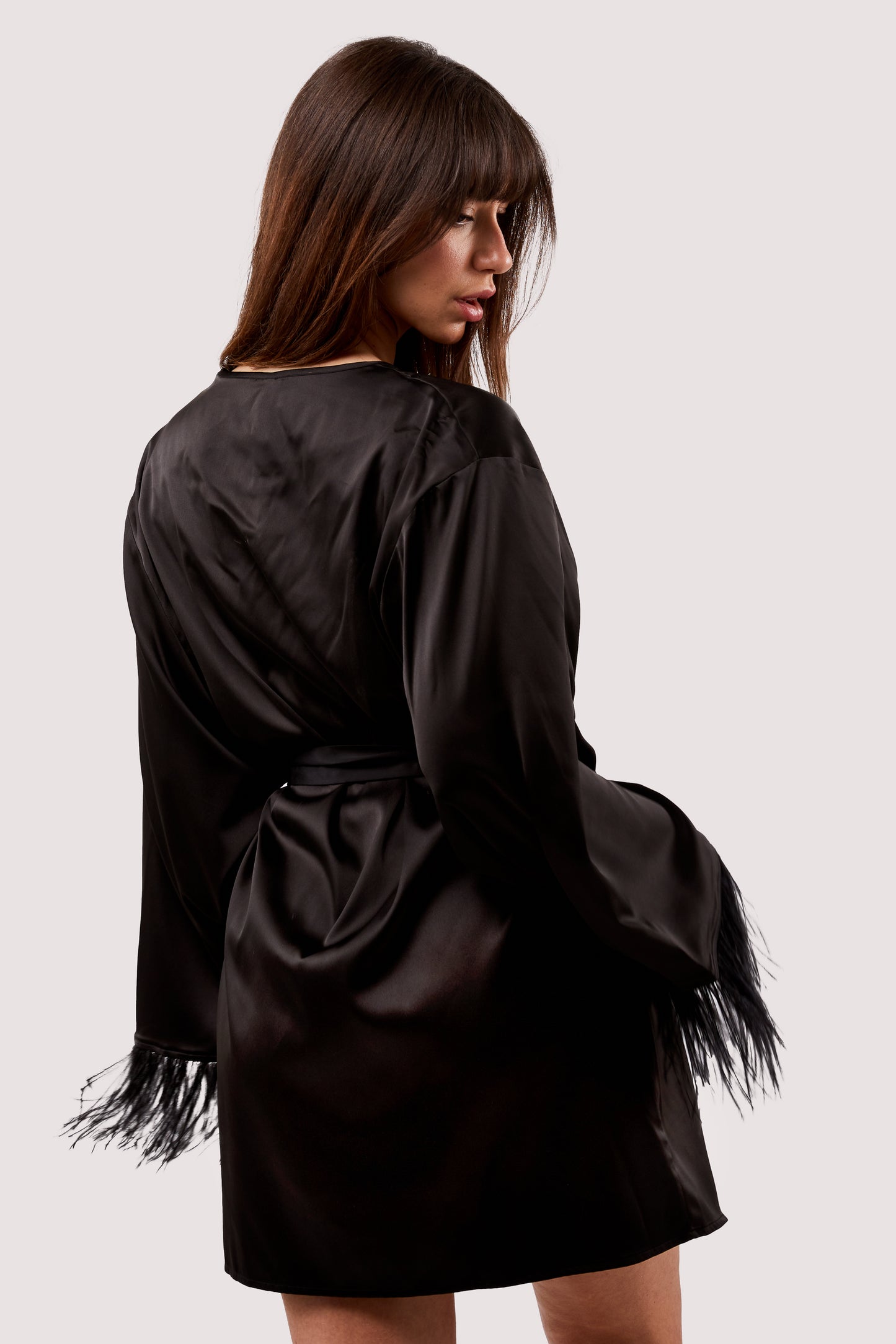 Sirus Black Satin Robe - sizes 6, 8 , 18 + 22