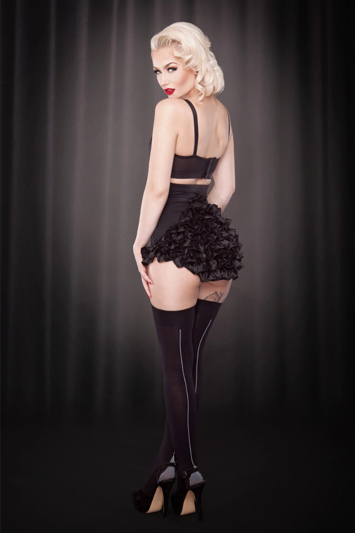 Kiss Me Deadly Retro Classics Rufflebutt High Waist Knicker In Black - S, L + XL