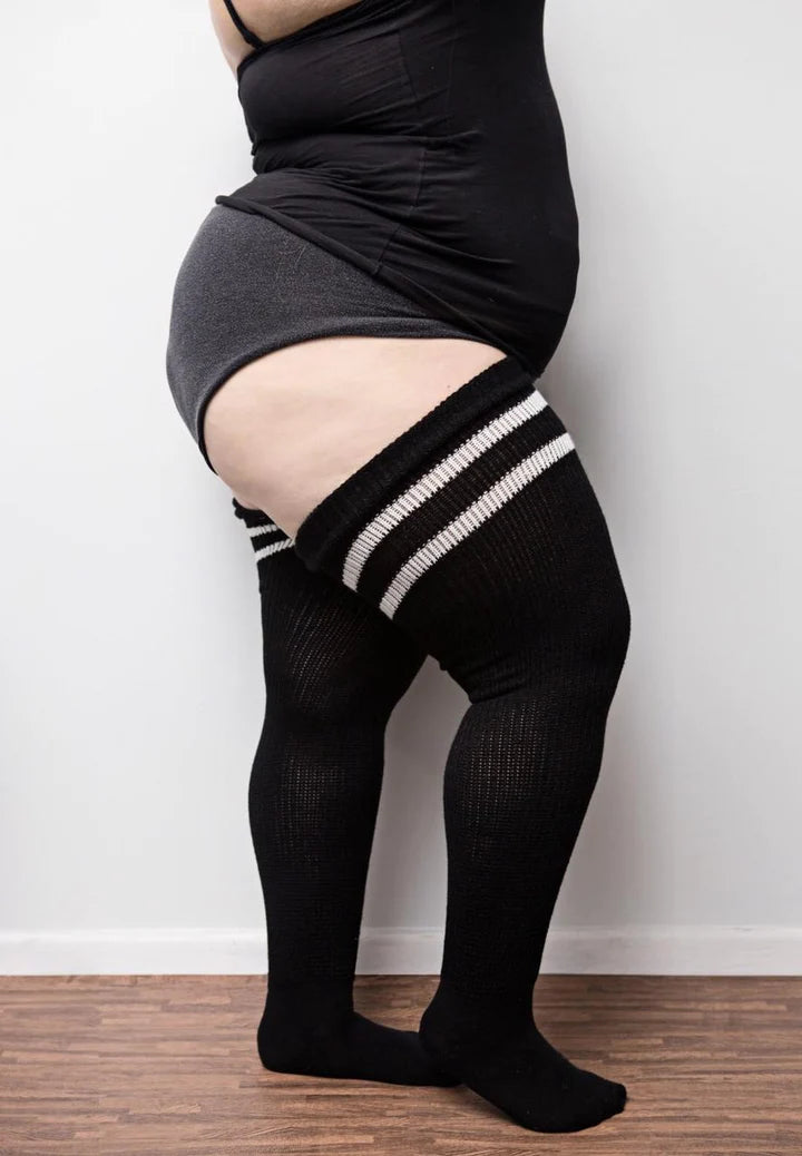 Black thigh high clearance socks plus size